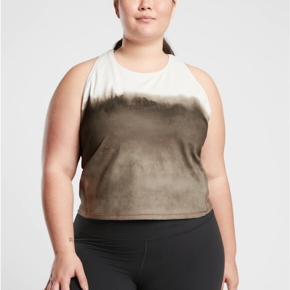 Athleta Shanti Watercolor Stripe Crop Top Tank Mortar Mushroom New Plus Size 2X - Picture 1 of 6